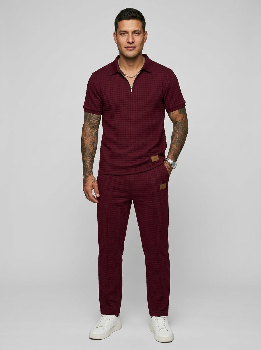 Sterling Zip Polo Two-Piece — On Model - Neutral | Generated by Modelize