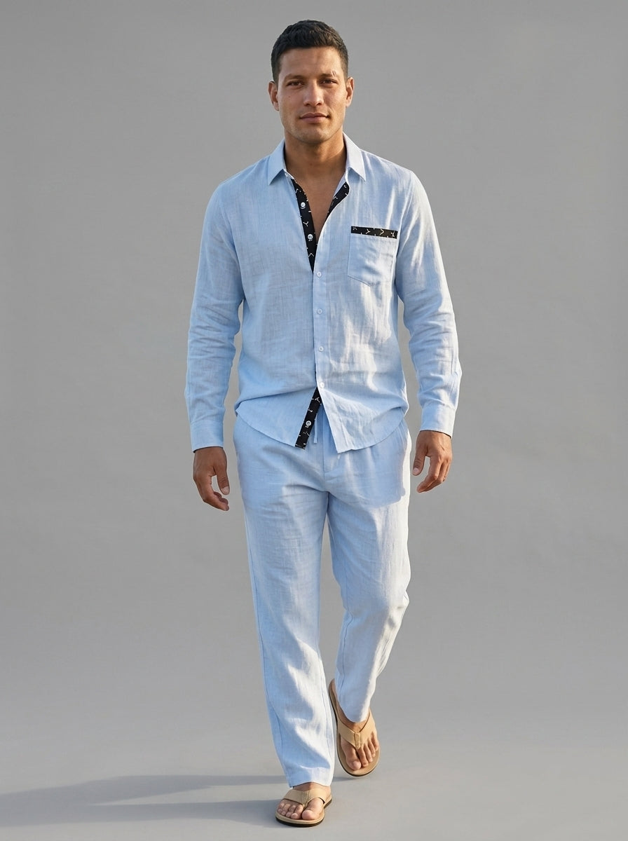 Titan Linen Ensemble — On Model - Neutral | Generated by Modelize