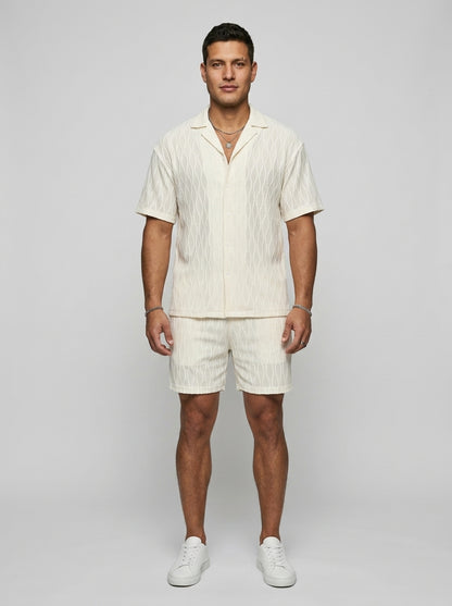 Two-piece short-sleeve shirt and shorts set — On Model - Neutral | Generated by Modelize